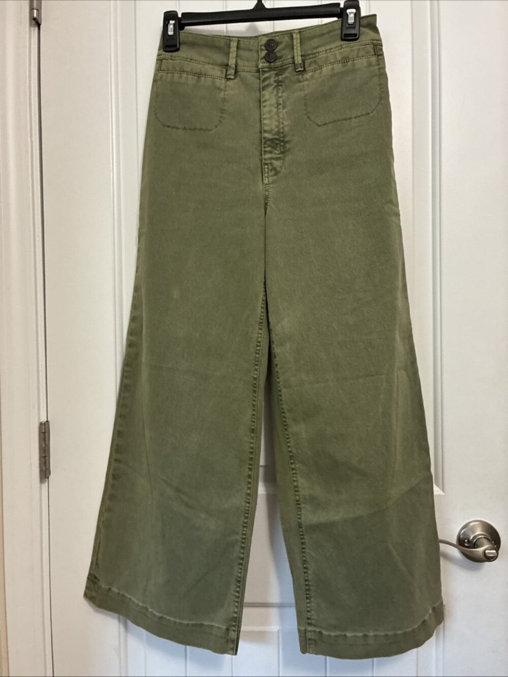 Unpublished Jeans GEMMA High Rise Wide Leg Cropped In Green 27” x 25” Rise 12”